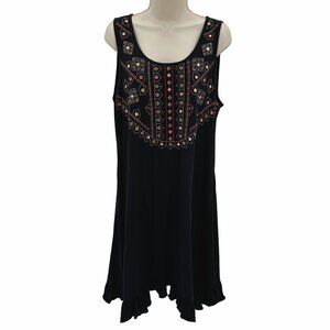 Style & Co Womens Black Sleeveless Embroidered Cotton Dress Size M